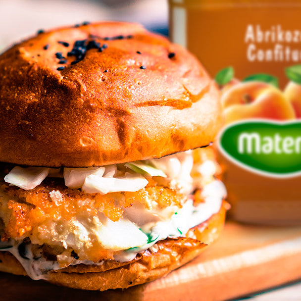 Burger de poisson à la sauce d’abricots
