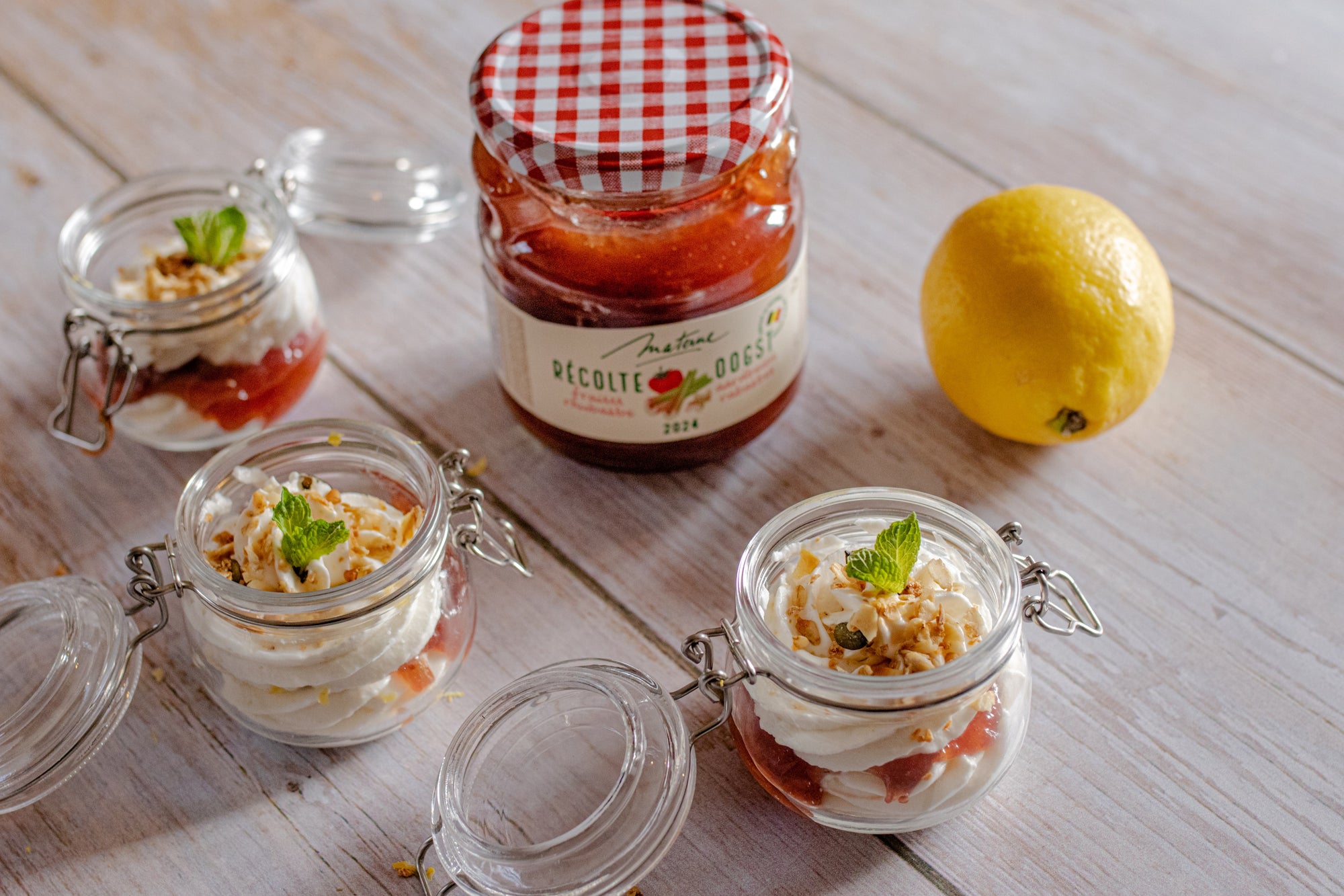 Mousse mascarpone à la confiture Récolte Fraises-Rhubarbe