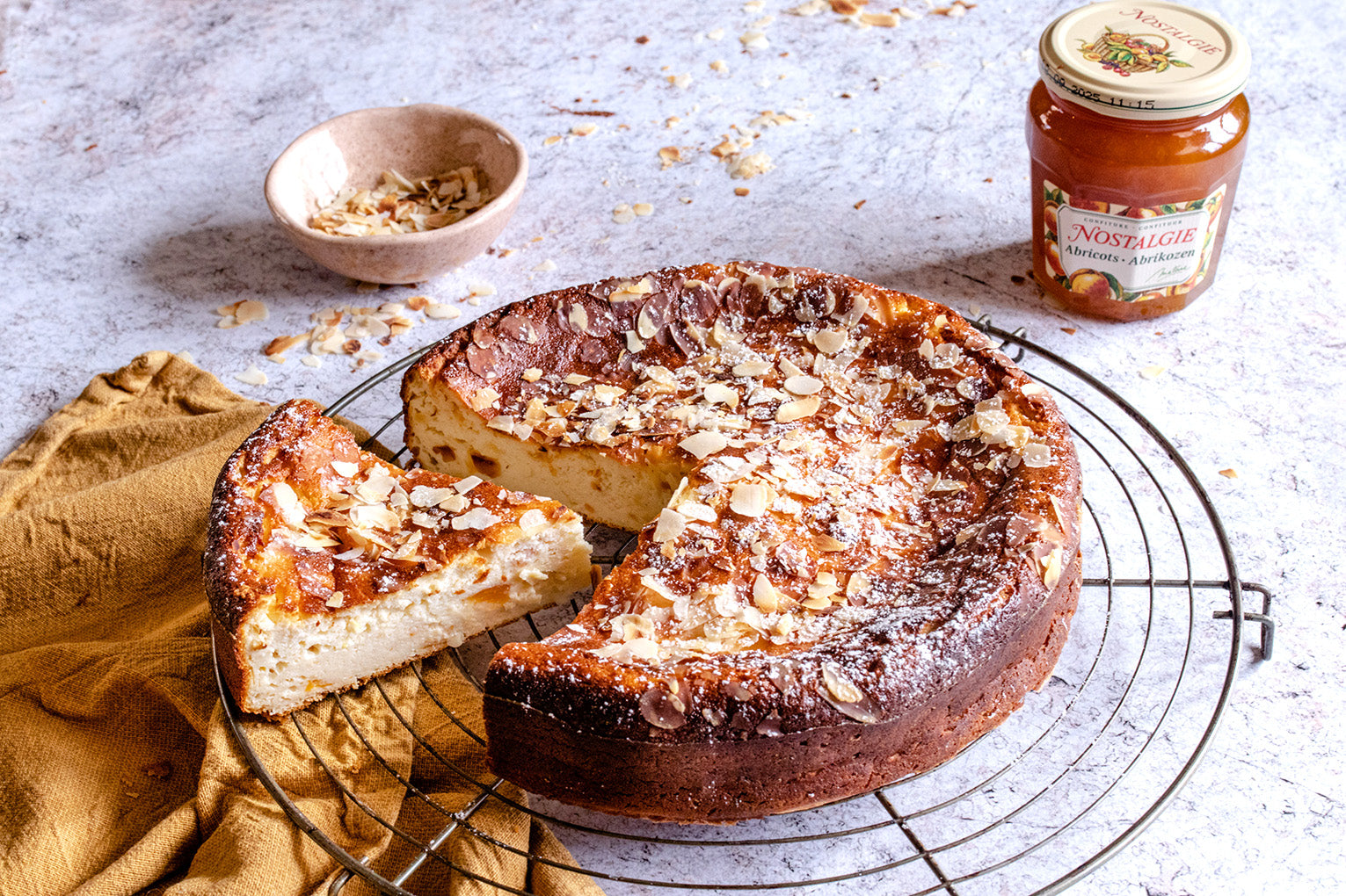 Gâteau à la ricotta et à la confiture Nostalgie aux abricots