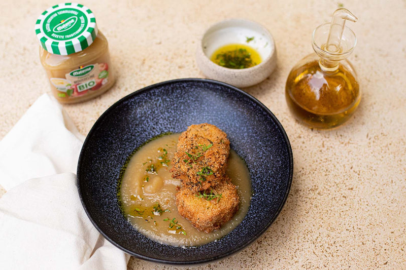 Croquettes au fromage de chèvre sauce crue aux herbes et mousseline