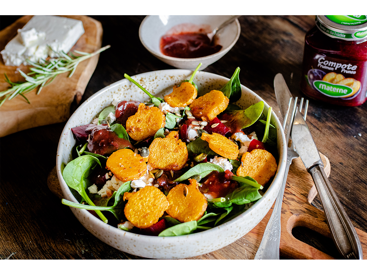 Salade d’Halloween, vinaigrette à la compote de prunes