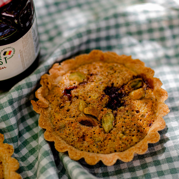 Tartelette aux pistaches et confiture Récolte cerises