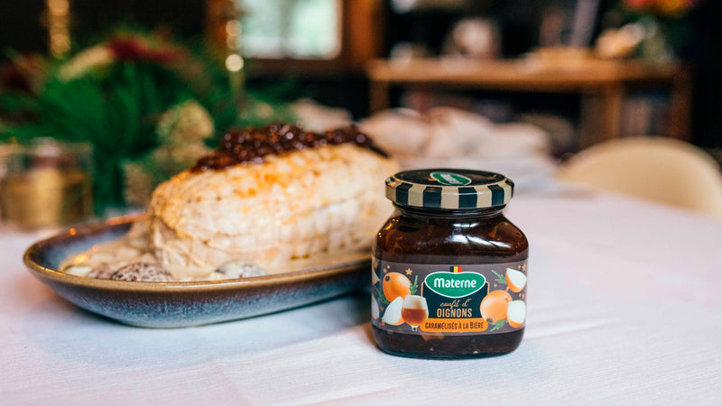 Rôti de dinde, sauce champignons crème et confit d’oignons caramélisés à la bière