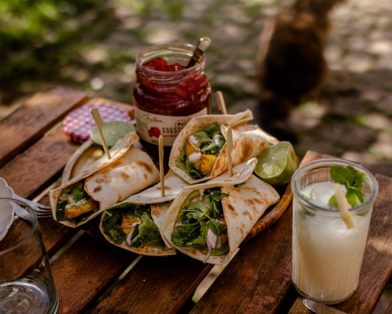 Wraps  poulet à la confiture de fraises