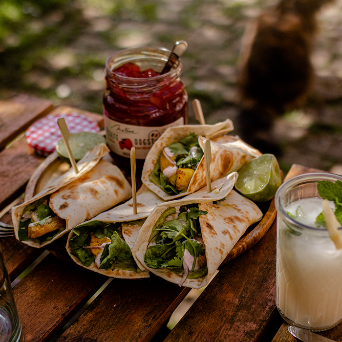 Wraps  poulet à la confiture de fraises