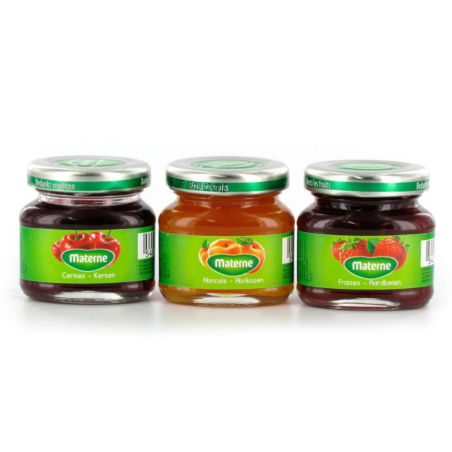 Tripack Miniature<br> 1 Confiture Cerises<br>1 Confiture Abricots<br>1 Confiture Fraises<br> 3x50G