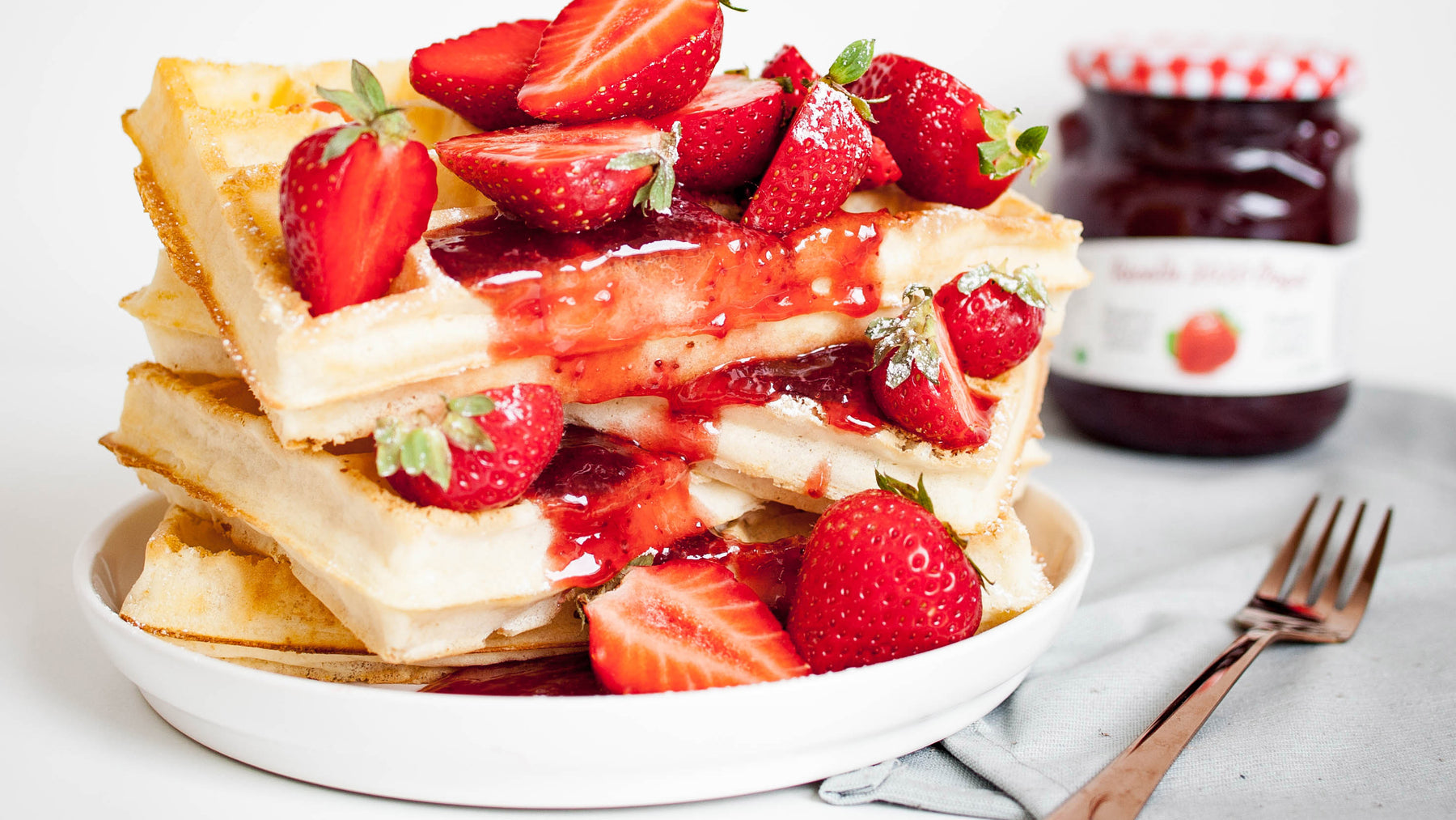 Gaufres de Bruxelles à la confiture de fraises Récolte