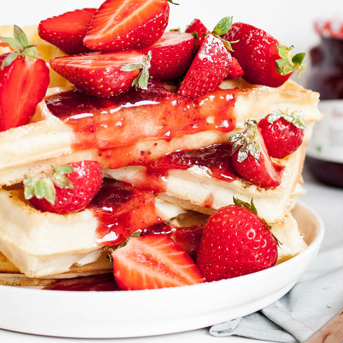 Gaufres de Bruxelles à la confiture de fraises Récolte