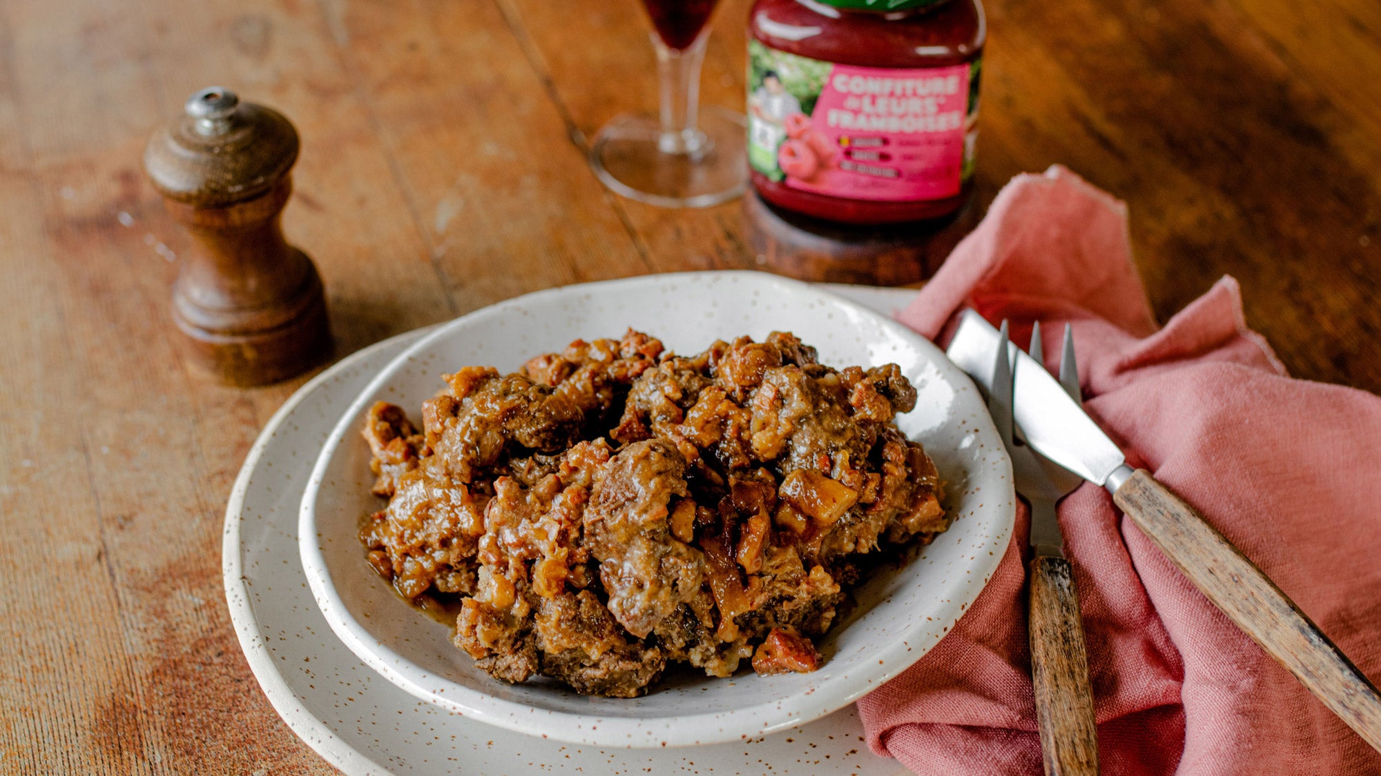 Carbonnades à la confiture de framboises De leurs fruits