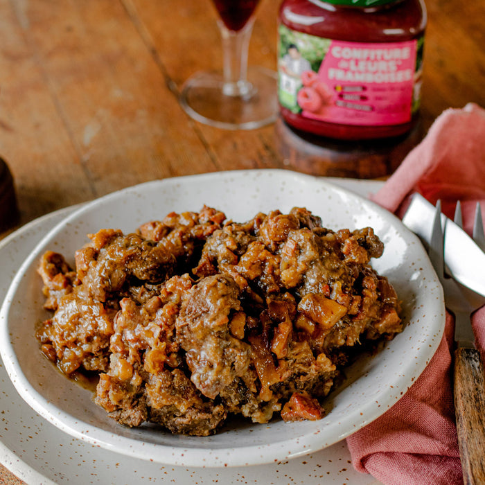 Carbonnades à la confiture de framboises De leurs fruits