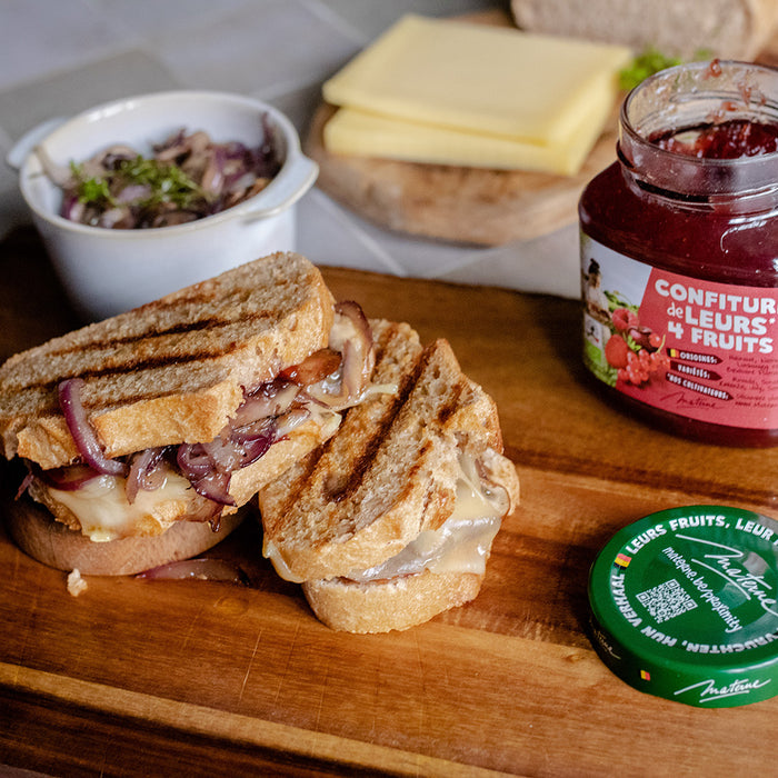 Croque-monsieur gouda, champignons et confiture 4 fruits