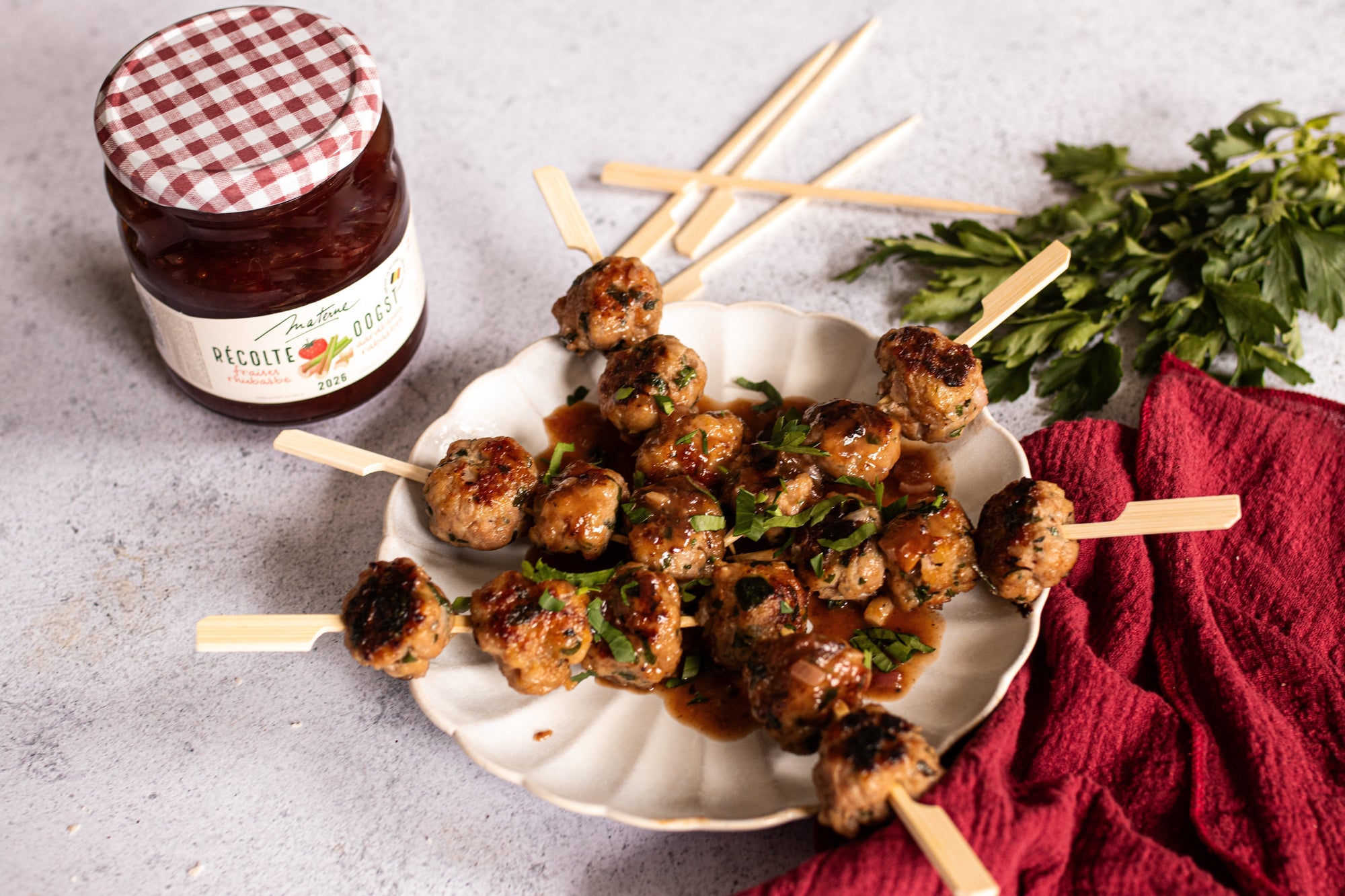 Brochettes de boulettes à la liégeoise revisitées