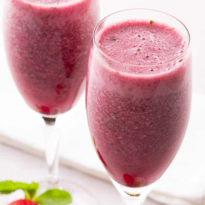 Smoothie festif aux framboises et au champagne