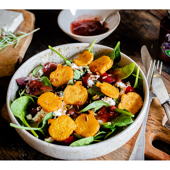 Salade d’Halloween, vinaigrette à la compote de prunes