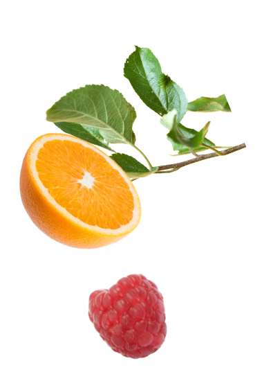 fruits orange framboise
